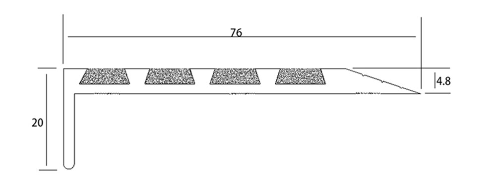 Stair Nosing - Classic Series 4 Aluminium With Grey Carborundum Infill