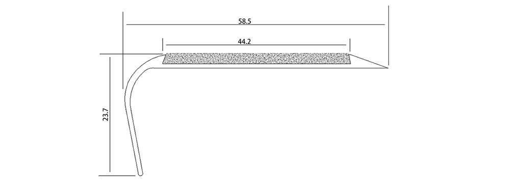 Rounded Aluminium Stair Nosing With Black Carborundum Infill SF5824-C1B