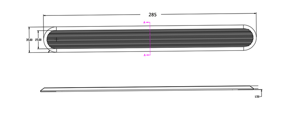 Stainless Steel Directional Tactile Indicator Bar With 3M Adhesive Flat Back - SF505