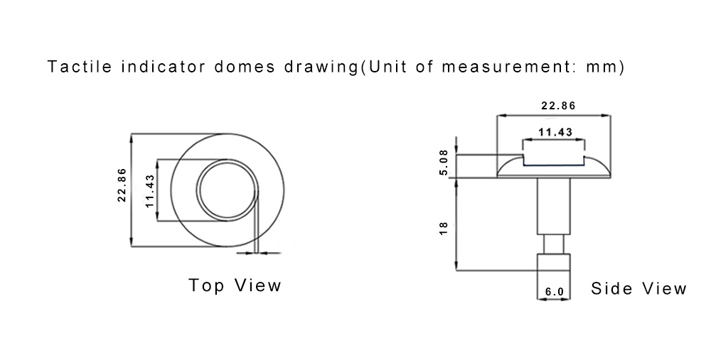 Tactile Indicator Studs - Stainless Steel Tactile Indicator With Phosphors Insert Domes 