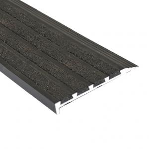 Anodised Black Aluminium Stair Nosing With Black Carborundum Infill SF7510B-4CB1