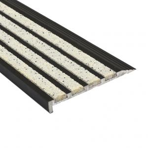 Anodised Black Aluminium Stair Nosing With White Carborundum Infill SF7510B-4CW1
