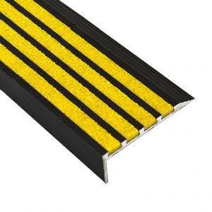  Anodised Black Aluminium With Yellow Carborundum Infill Stair Nosing