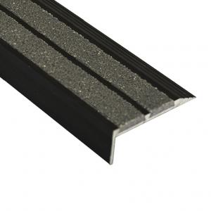 High-End Anodised Black Aluminium With Grey Carborundum Infill Stair Nosing
