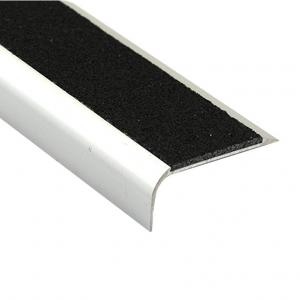  Rounded Aluminium Stair Nosing With Black Carborundum Infill SF5824-C1B
