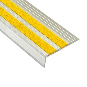 Aluminium With Yellow Carborundum Infill Stair Edge Protection