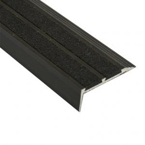 High-End Anodised Black Aluminium With Black Carborundum Infill Stair Nosing