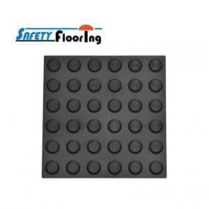 Tactile Paving -10 Concentric Circles Black Polyurethane Tactile Indicator Mat 300×300mm - Hazard